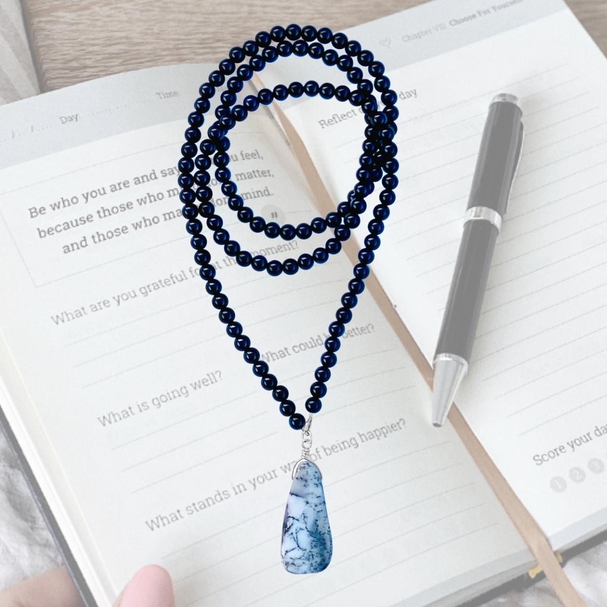 Journal now with the #1 best-selling guided journal and experience a breakthrough in relationships, your mental well-being and an increased sense of togetherness and belonging in the world.  Work on your gratitude journal while wearing the Onyx Necklace for Self Control. Onyx Necklace against Negativity. 