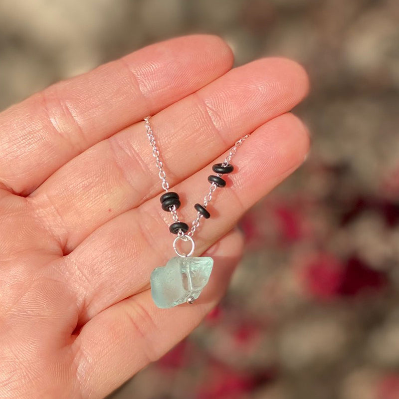 Zero Waste Necklace for Conscious Eco Living with Blue Crystal