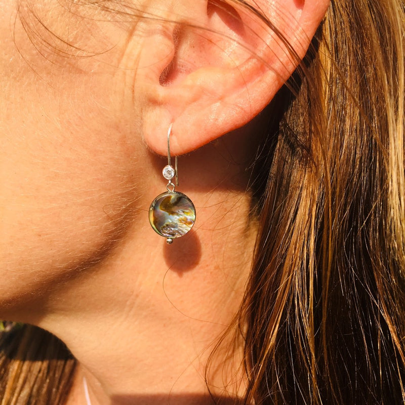 Sterling Silver Abalone Shell Earrings