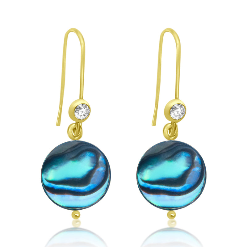 Abalone Gold Earrings. It reminds us of the beauties of the ocean on a sunny day. 