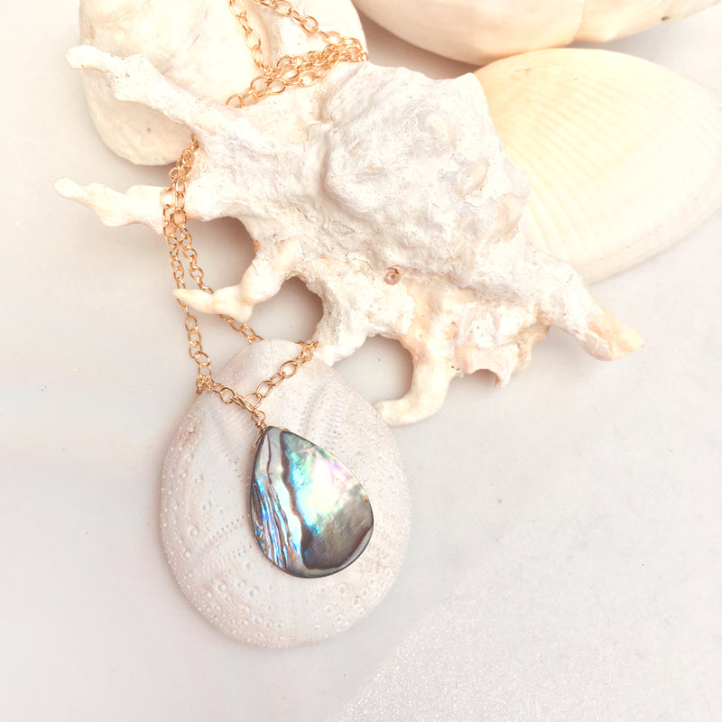 Gold Abalone Shell Necklace from the Pacific Ocean