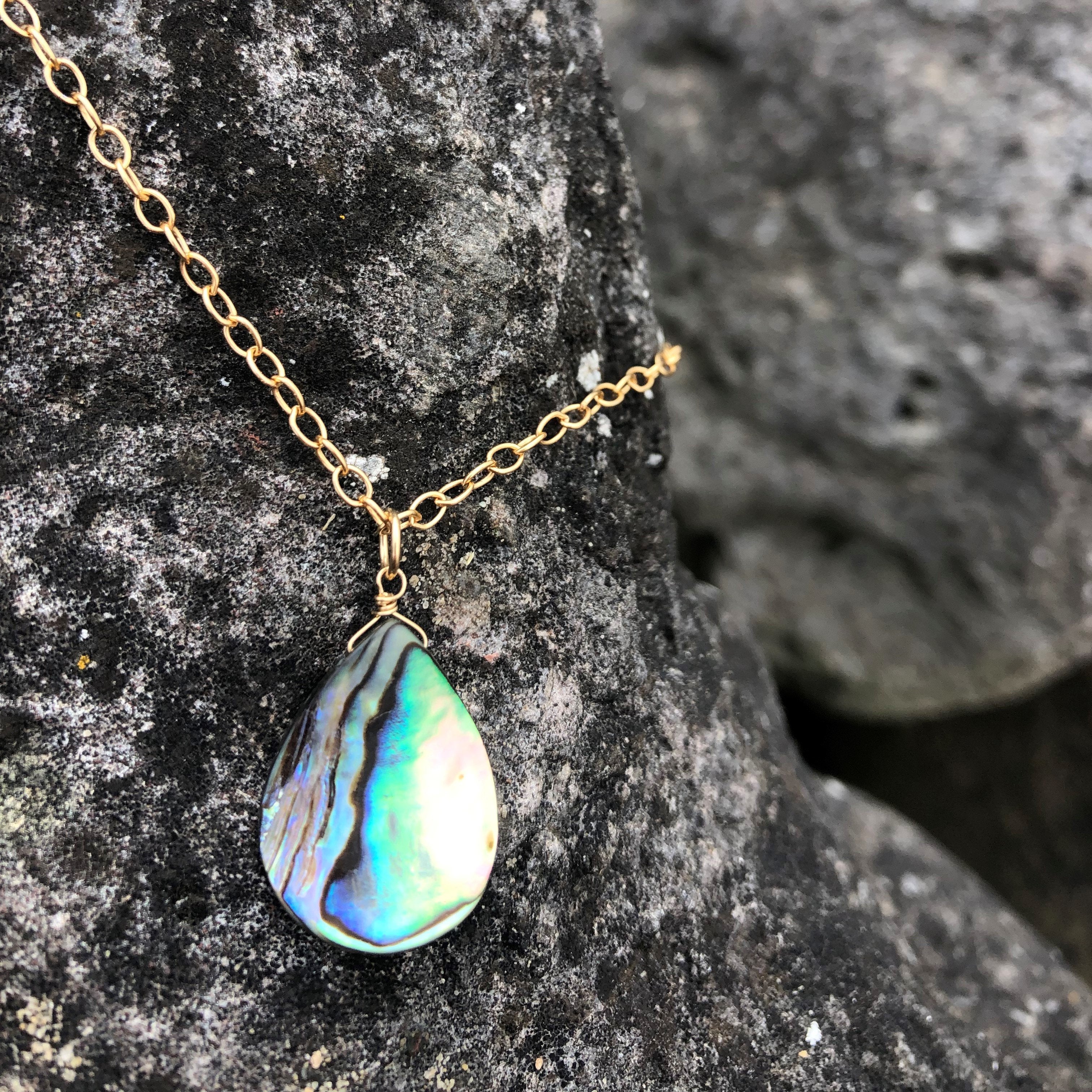 Full Abalone Shell Necklace W Tourmaline, Amethyst, Iolite & Rose Quartz  Beads | eBay