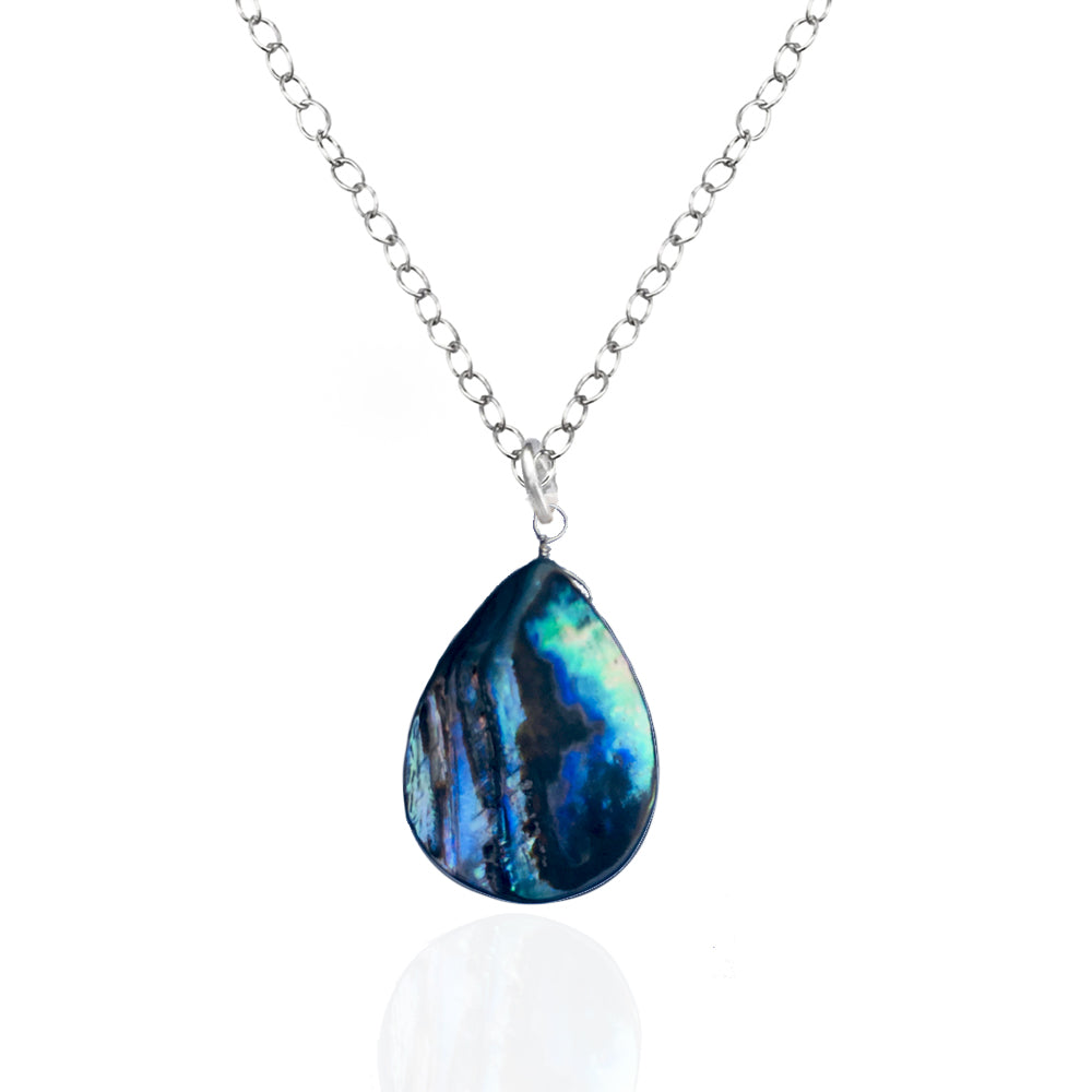 Silver Abalone Shell Necklace from the Pacific Ocean. 