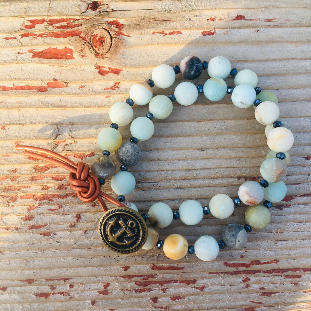 Amazonite Wrap Bracelet with Anchor to Help Keep a Clear Mind.