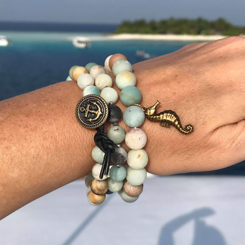 Amazonite Bracelet with a Magical Seahorse Ocean Inspired Jewelry.