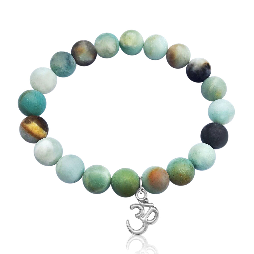 Amazonite Bracelet to Create a Feeling of Power Within You with a silver tone Ohm Charm. 