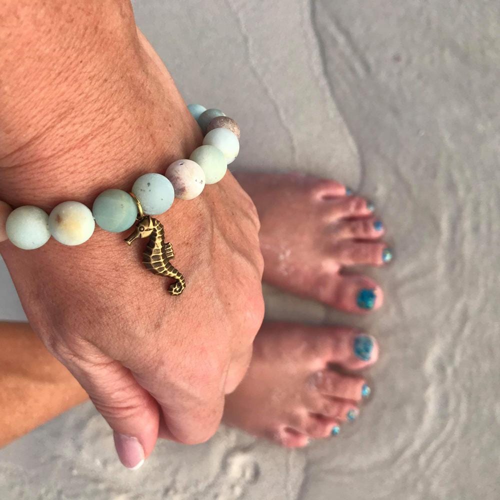 Amazonite Bracelet with a Magical Seahorse Ocean Inspired Jewelry