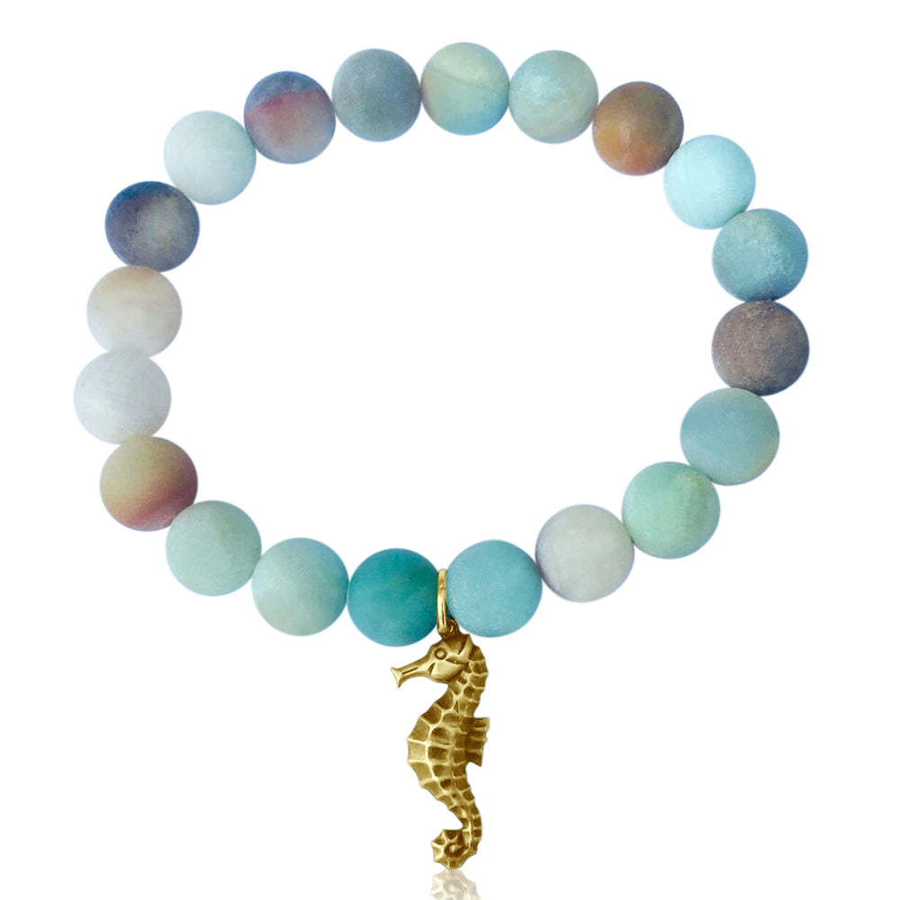 Amazonite Bracelet with a Magical Seahorse Ocean Inspired Jewelry. 