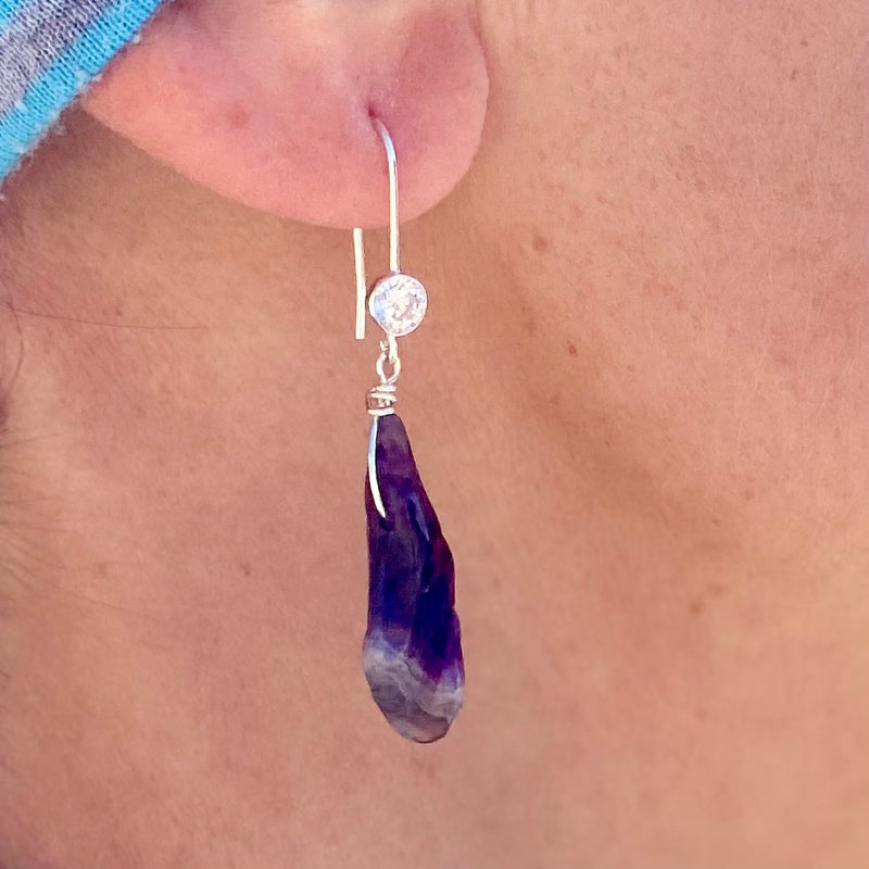 Rustic Amethyst Earrings to Help Reduce Stress, Emotional Stability and Inner Strength
