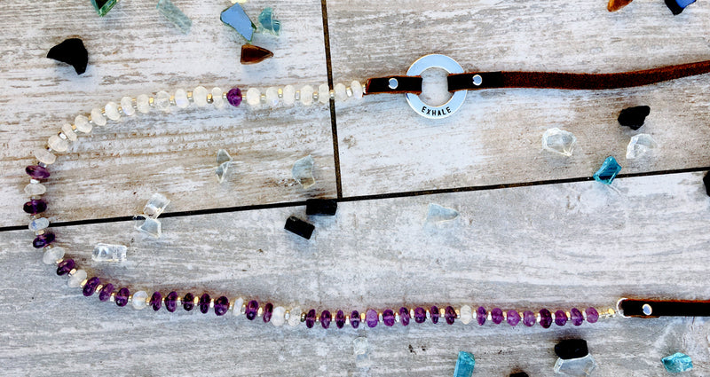 Serenity Amethyst & Moonstone Inhale - Exhale Necklace for New Beginnings