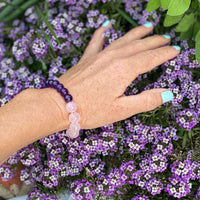 Rose Quartz and Amethyst Gemstone Bracelet for Gratitude Practice