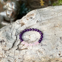 Rose Quartz and Amethyst Gemstone Bracelet for Gratitude Practice