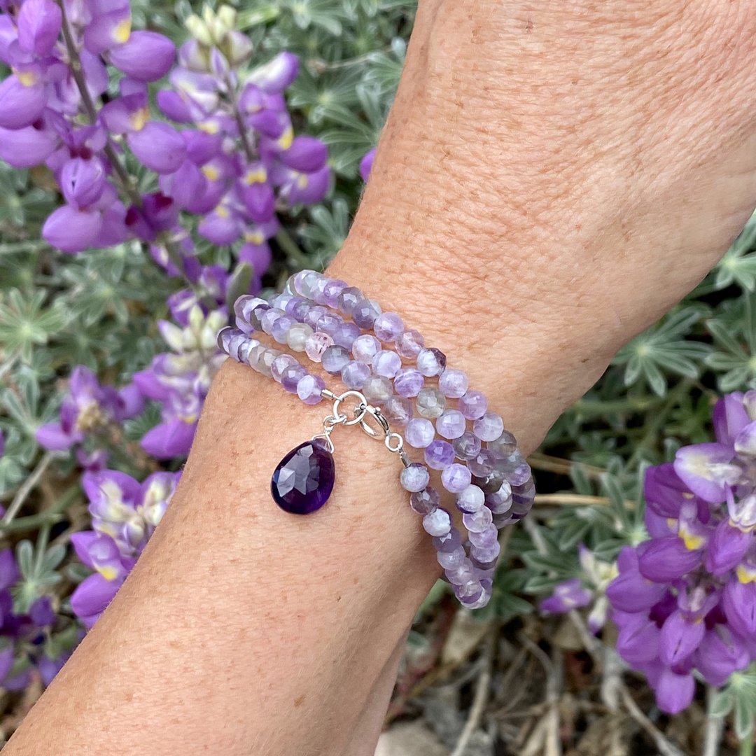 Calming and Stress Relief Amethyst Wrap Bracelet. Amethyst is also a stone of sobriety. 