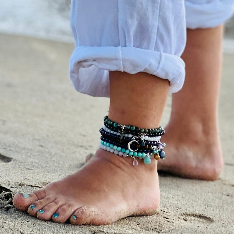 Silver Flower Anklet Bracelet Gift Set Indian Payal Boho Summer Beach Feet  — Discovered