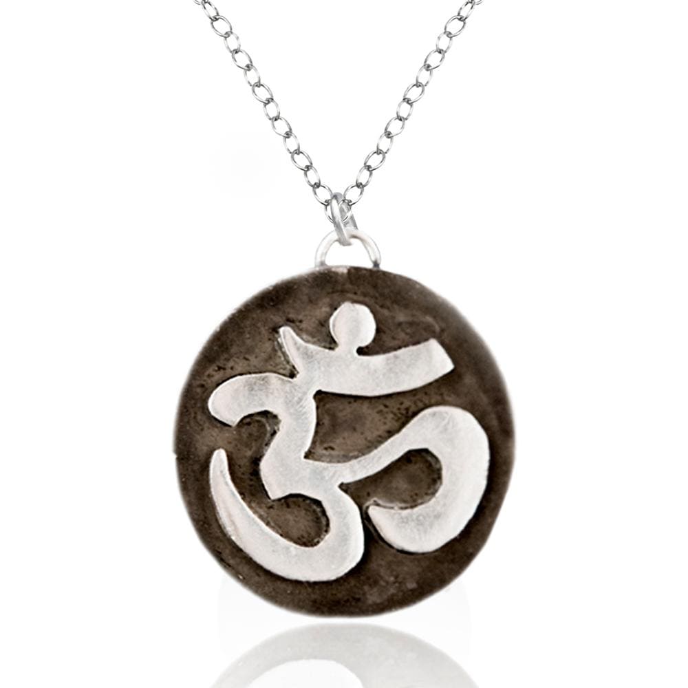 Sterling Silver Yoga Necklace, Silver Meditation Necklace with Sterling Silver Ohm Pendant. 