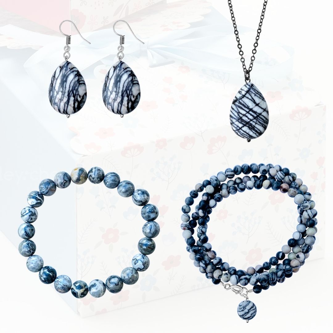 Jewelry Against Negativity - Jasper Necklace, Earrings and Bracelets Set