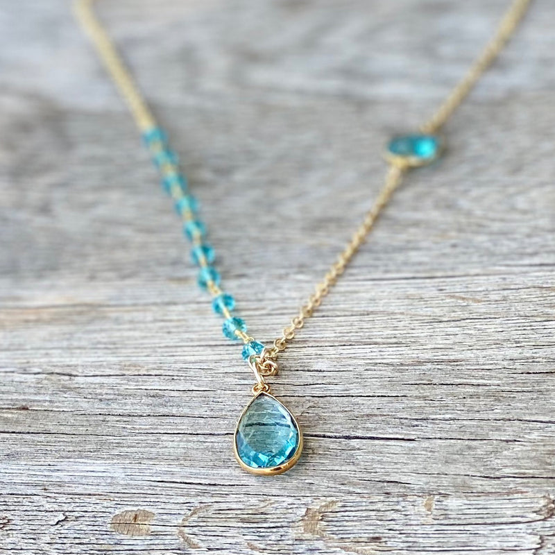 Asymmetrical Aquamarine Crystal Necklace for Courage