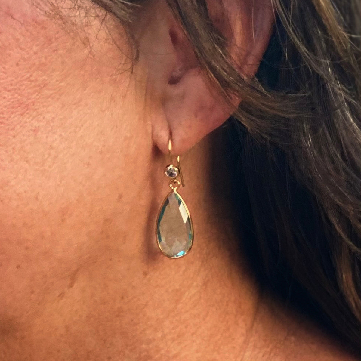 Aquamarine Crystal Earrings for Courage