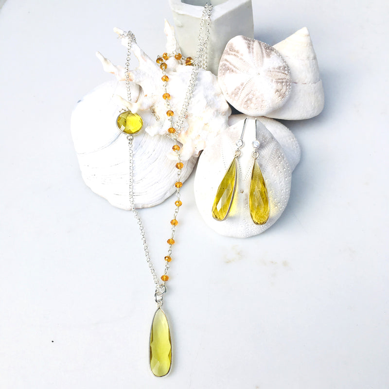 Asymmetrical Citrine Quartz Necklace for Success