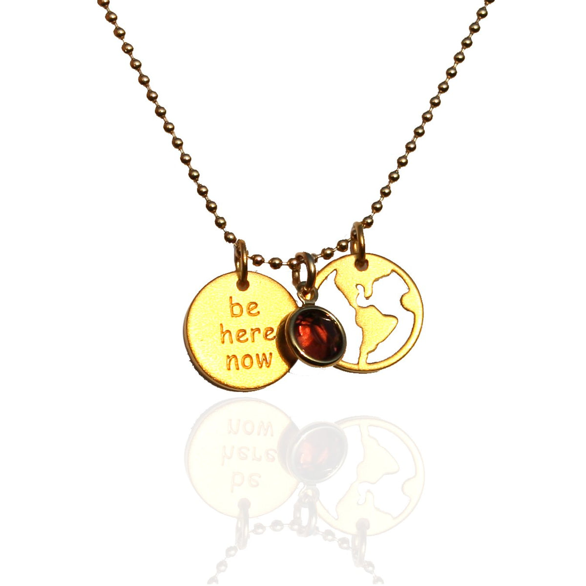 Gold Be Here Now Necklace, Gold Traveler Necklace Be Here Now, Gold Globe Trotter Necklace