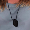 BREATHE - Black Stainless Steel Dog Tag Necklace