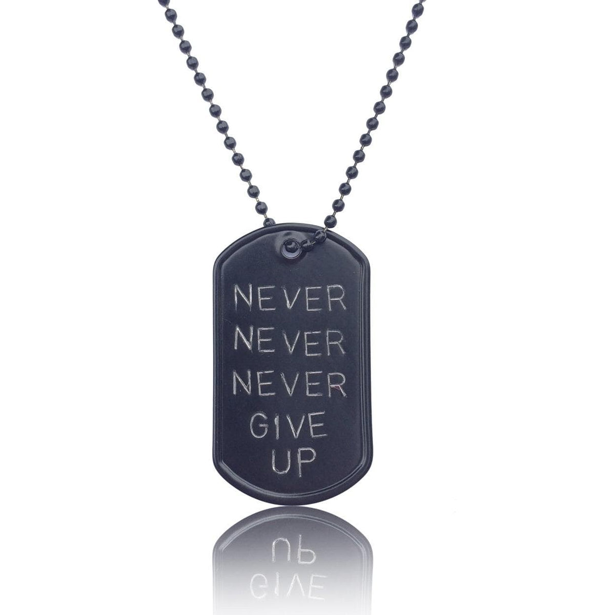 Stainless Steel Never Give Up Inspirational Dog Tag Necklace