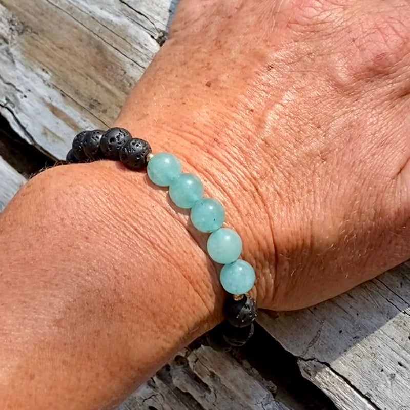 Lava Stone with Blue Agate Bracelet for Important Decisions