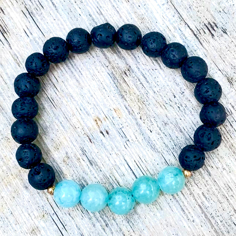 Lava Stone with Blue Agate Bracelet for Important Decisions