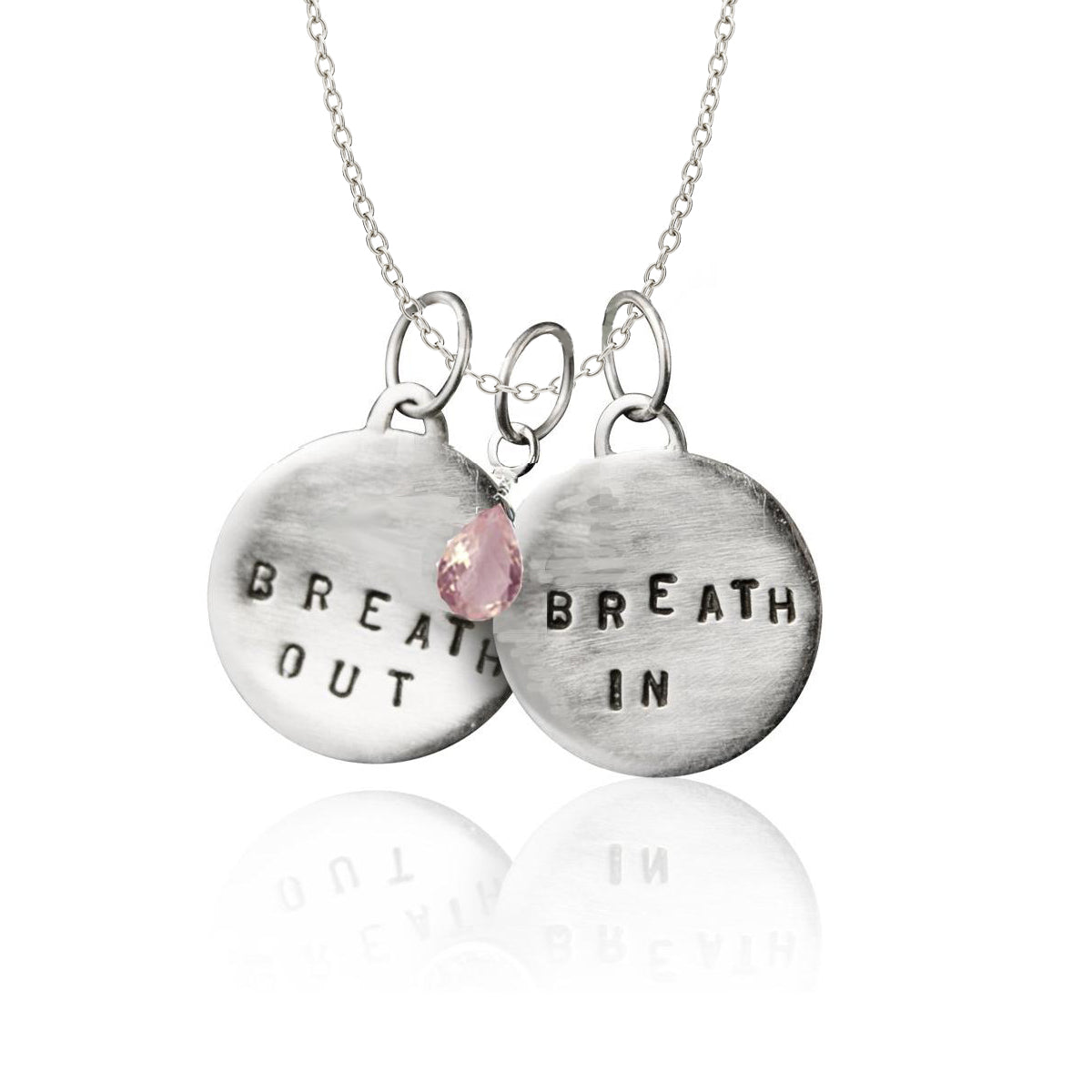 Breath In - Breath Out Necklace with Rose Quartz for Compassion and to Heal Your Heart
