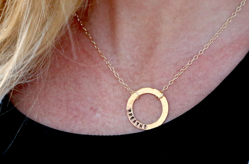 BREATHE Gold Filled Infinity Circle Necklace.