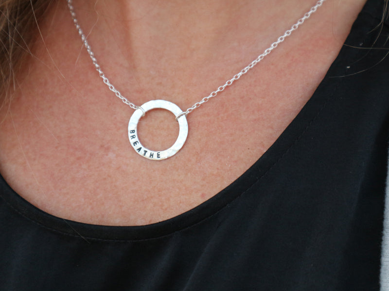 BREATHE Sterling Silver Infinity Circle Necklace