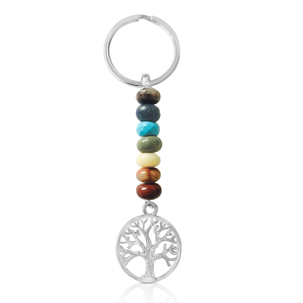 Tree of Life Chakra Keychain with Healing Gemstones 