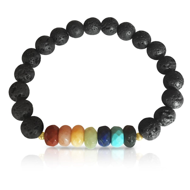 Lava Chakra Bracelet with Healing Gemstones to Release Emotional Baggage 