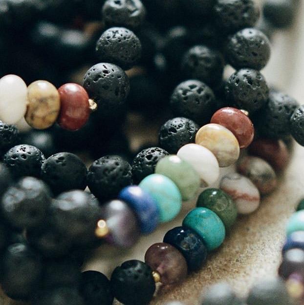 Lava Stone Chakra Bracelet with Healing Gemstones to Release Emotional Baggage 