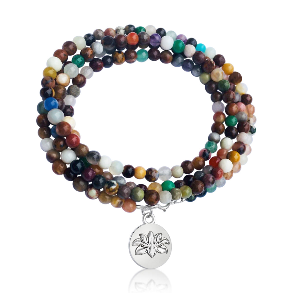 Chakra Wrap Bracelet with Lotus Flower and Gemstones to Release Emotional Baggage