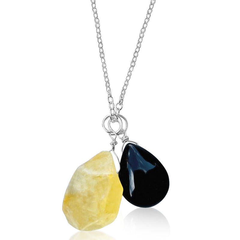 Citrine Quartz and Onyx Necklace for Success in Life