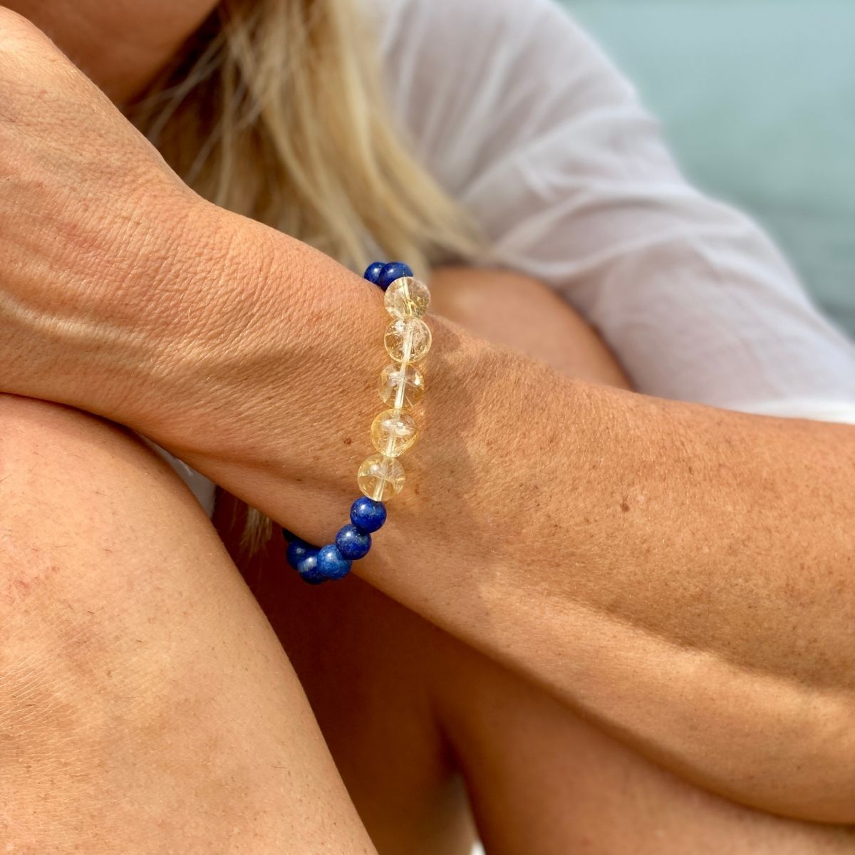 Lapis Lazuli and Citrine Bracelet to bring Self-Awareness. Best crystals for self-awareness.