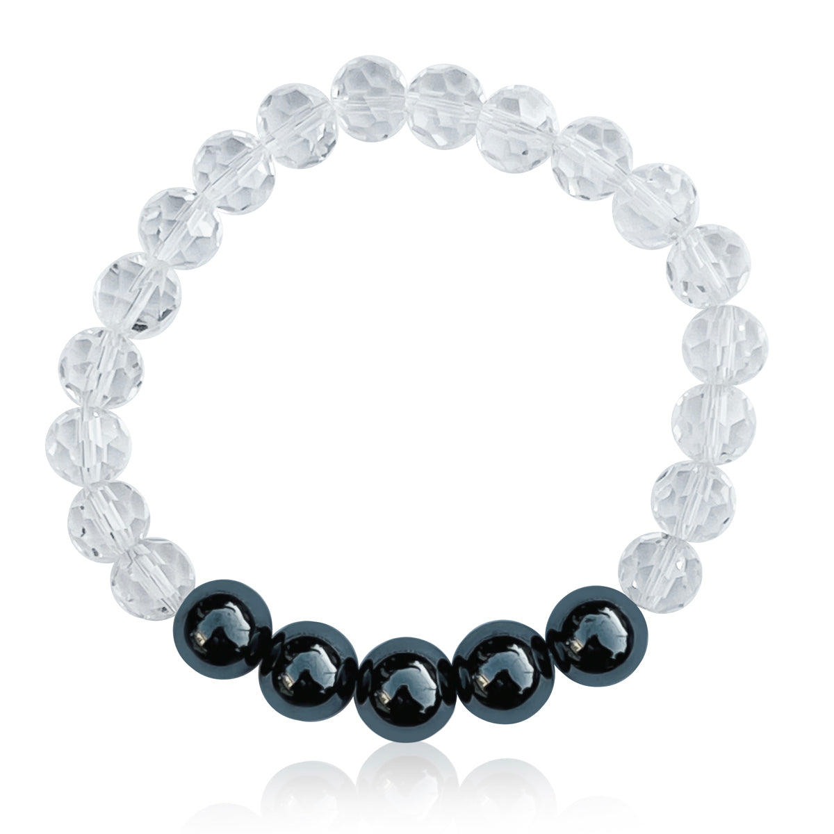 Hematite and Crystal Bracelet to Help Unwind. Clear Quartz is known as the “master healer” and will amplify energy and thought, as well as the effect of other crystals. It absorbs, stores, releases and regulates energy. Hematite has an excellent grounding and balancing energy. 
