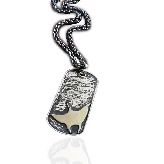 Sterling Silver Ocean Inspired Manta Ray Man Dog Tag Necklace