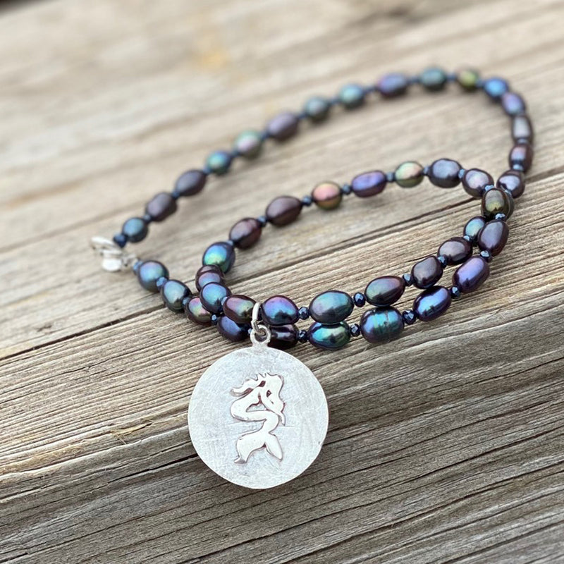 Sterling Silver Mermaid Pendant on a Pearl Necklace makes it the perfect Ocean Inspired Jewelry Gift for Mermaids at Heart