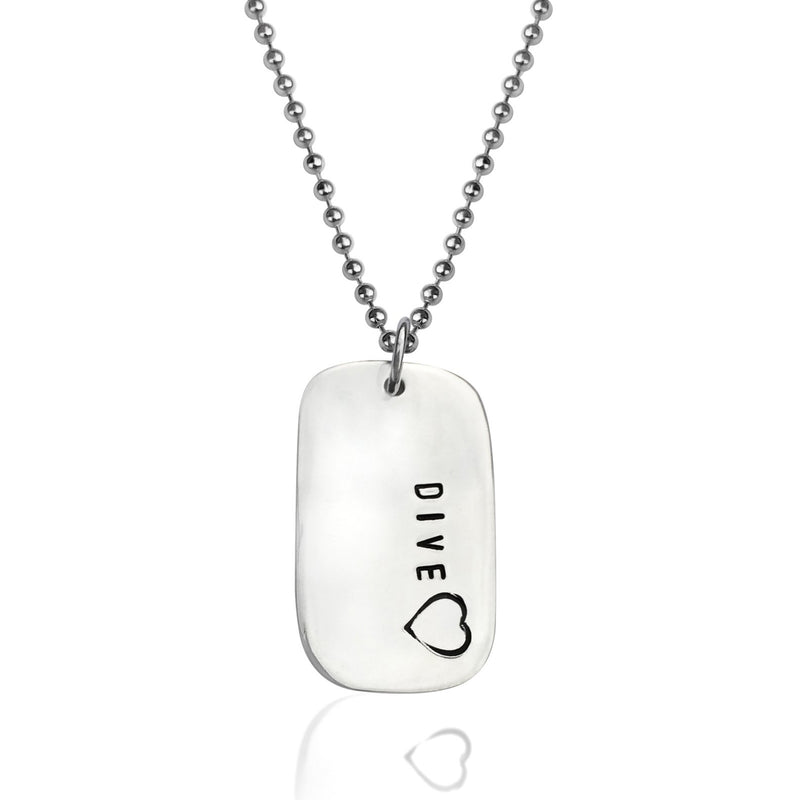 Diveheart Necklace - Sterling Silver Dog Tag
