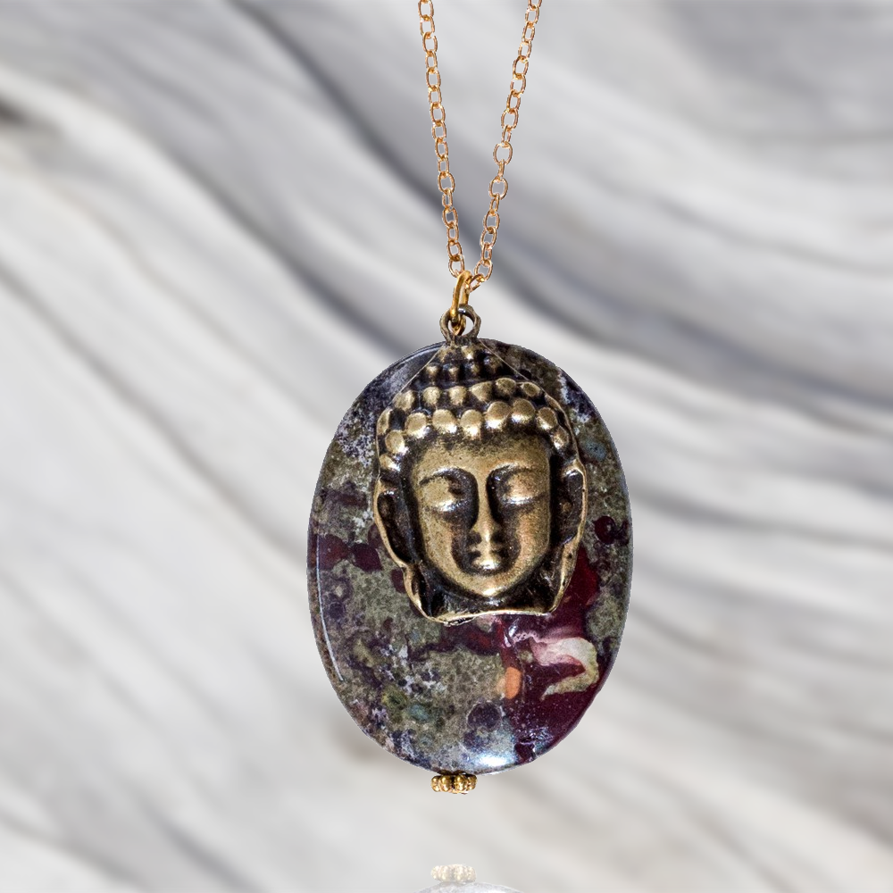 Dragon Blood Stone with Antiqued Buddha for Enhancing Life Force 