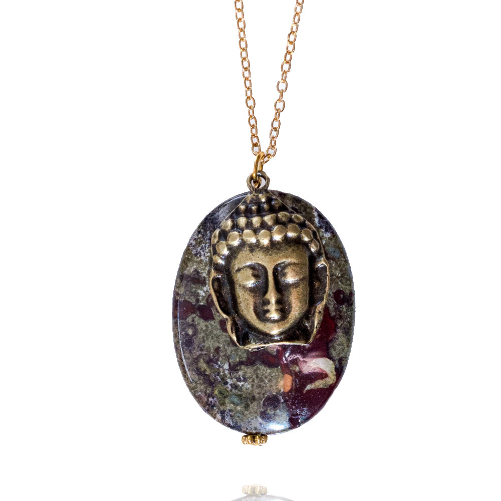 Dragon Blood Stone with Antiqued Buddha for Enhancing Life Force 