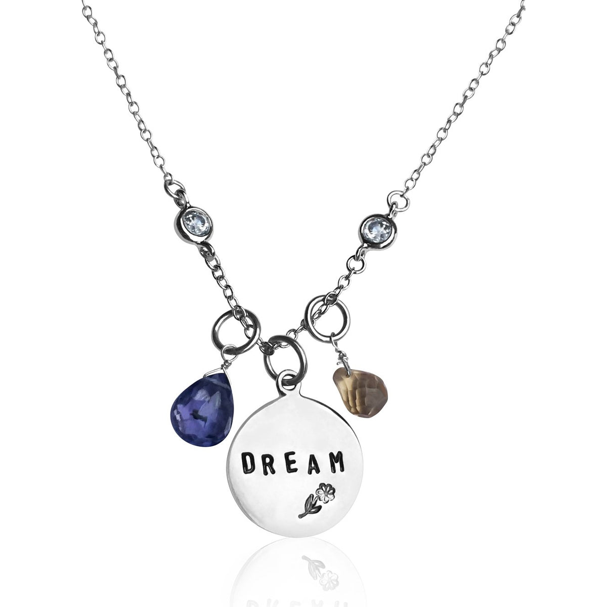 DREAM Inspirational Sterling Silver Necklace with Tanzanite and Citrine