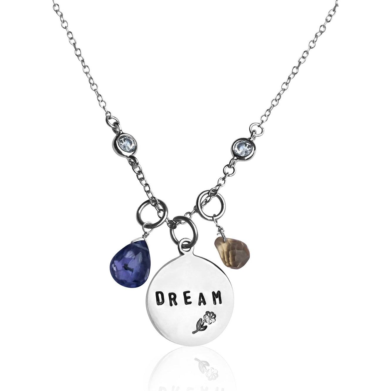 DREAM Inspirational Sterling Silver Necklace with Tanzanite and Citrine