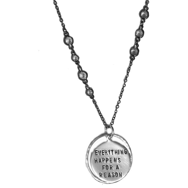 Sterling Silver Inspirational Everything Happens for a Reason Quote Pendant