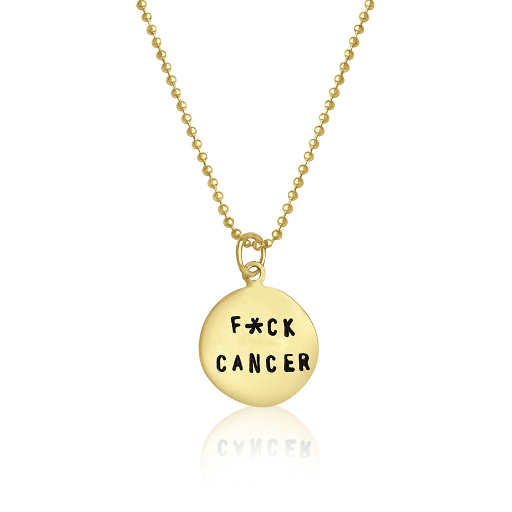 Be bold and say Fuck Cancer with this gold Fxck Cancer necklace