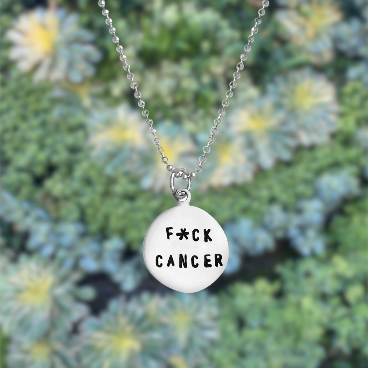sterling silver Fxck Cancer necklace