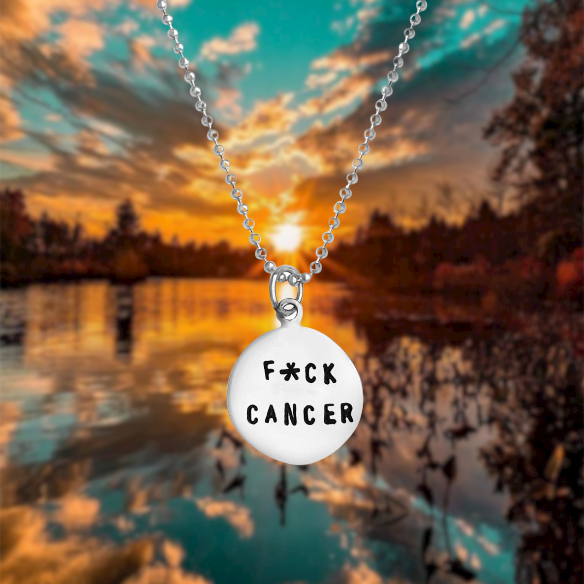 sterling silver Fxck Cancer necklace