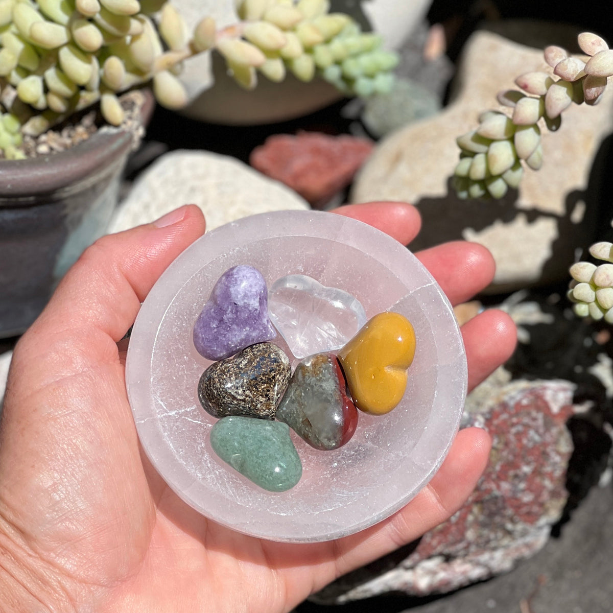 Heart shaped outlet healing crystals